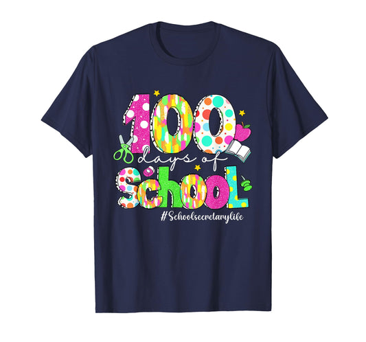 100 Days Of School Brushstroke School Secretary Life T-Shirt