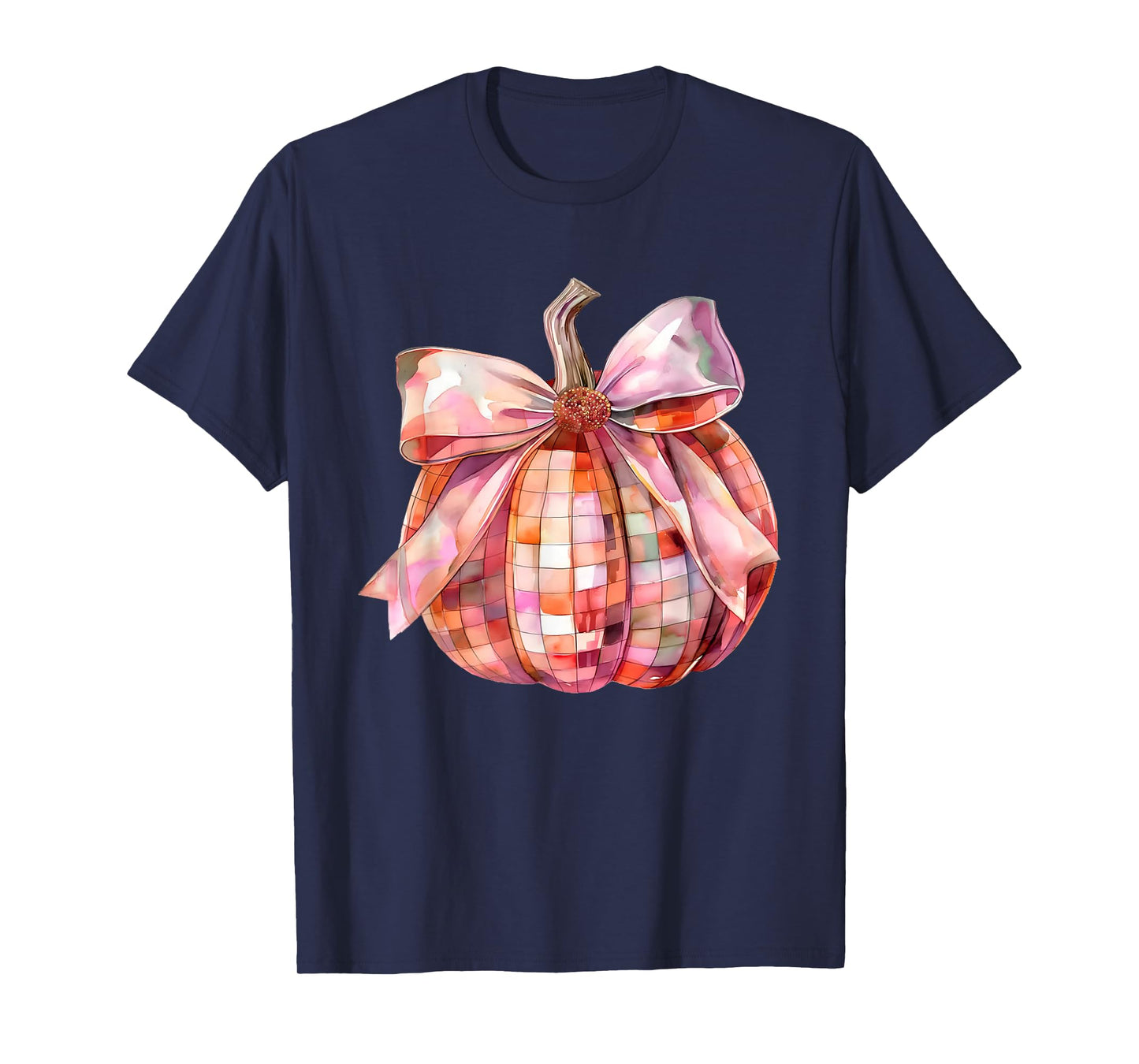 Fall Autumn Pink and Orange Disco Ball Pumpkin Halloween T-Shirt