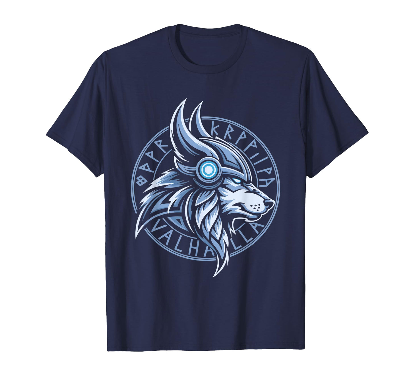 Valhalla Wolf Mask Odin Runes Norse Compass Viking T-Shirt
