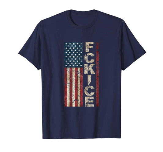FCK ICE American Flag Distressed T-Shirt