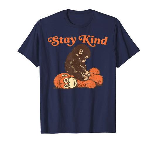 Stay Kind Baby Monkey Punch Plush Men Women Kids T-Shirt - T-Shirt | Navy
