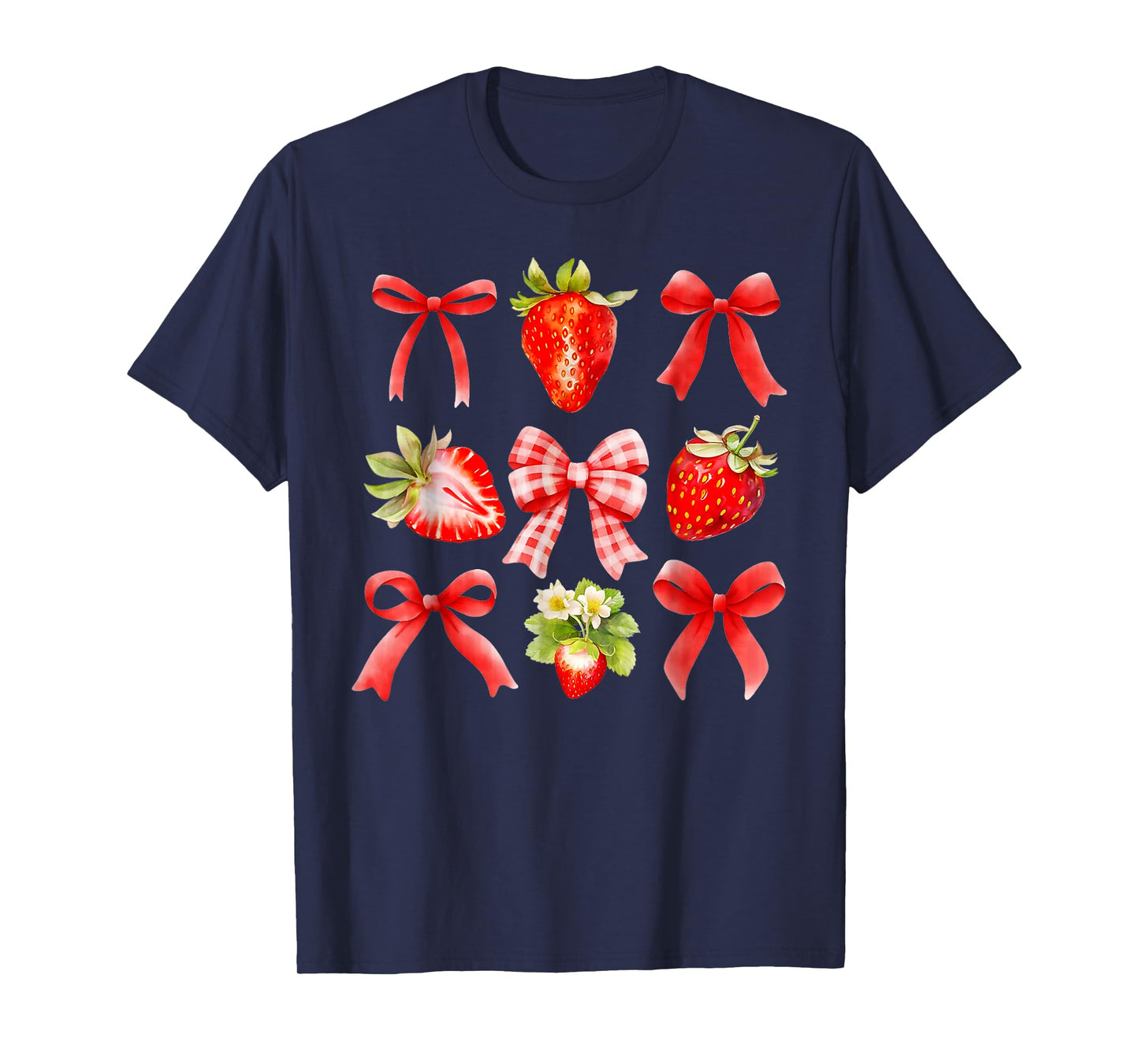 Strawberry Coquette Bow Strawberries Festival Girls Women T-Shirt