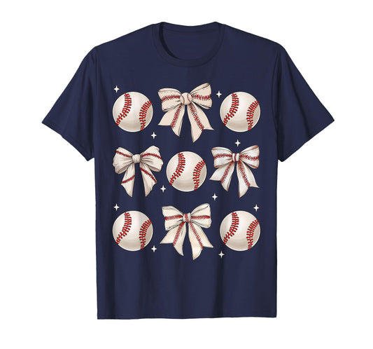 Baseball Coquette Bow Baseball Mom Mothers Day Baseball Mama T-Shirt