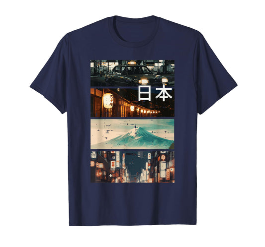 Japan Street Mountain Collage Nihon Japanese Men Women Kids T-Shirt