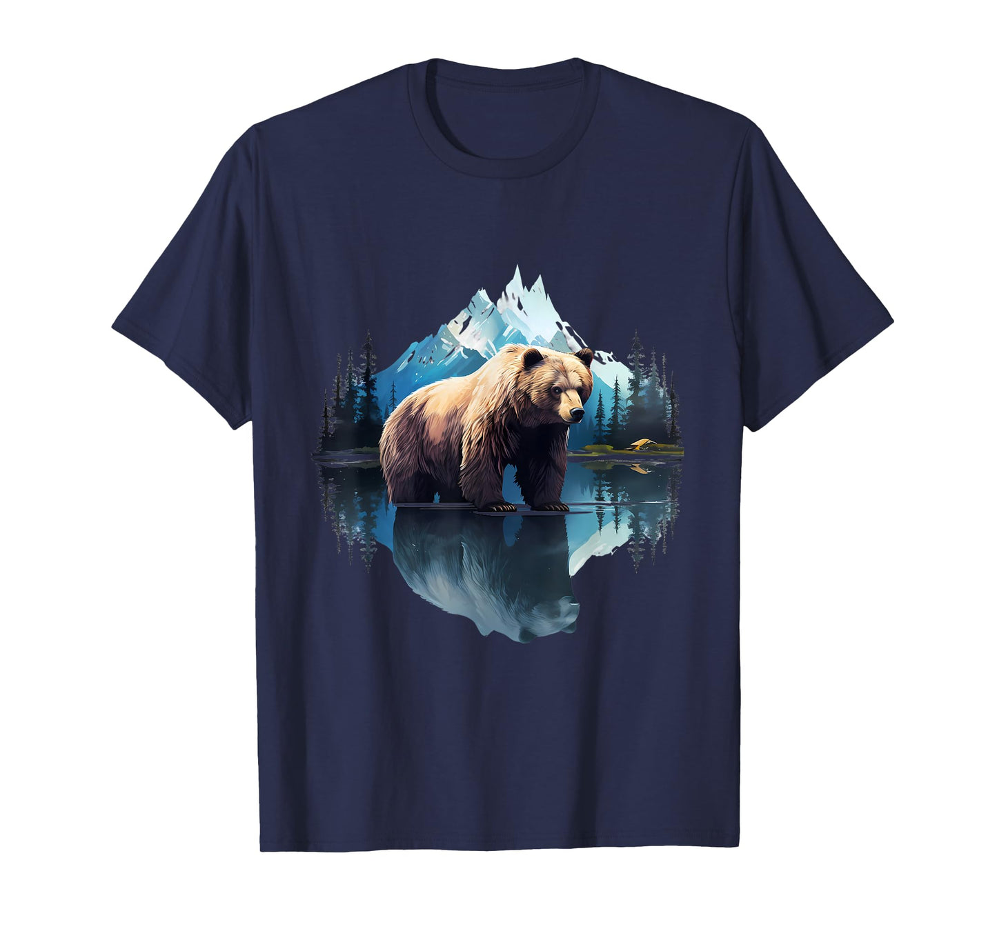 Bear Forest Wildlife Motif Animal Lovers Landscape Artwork T-Shirt