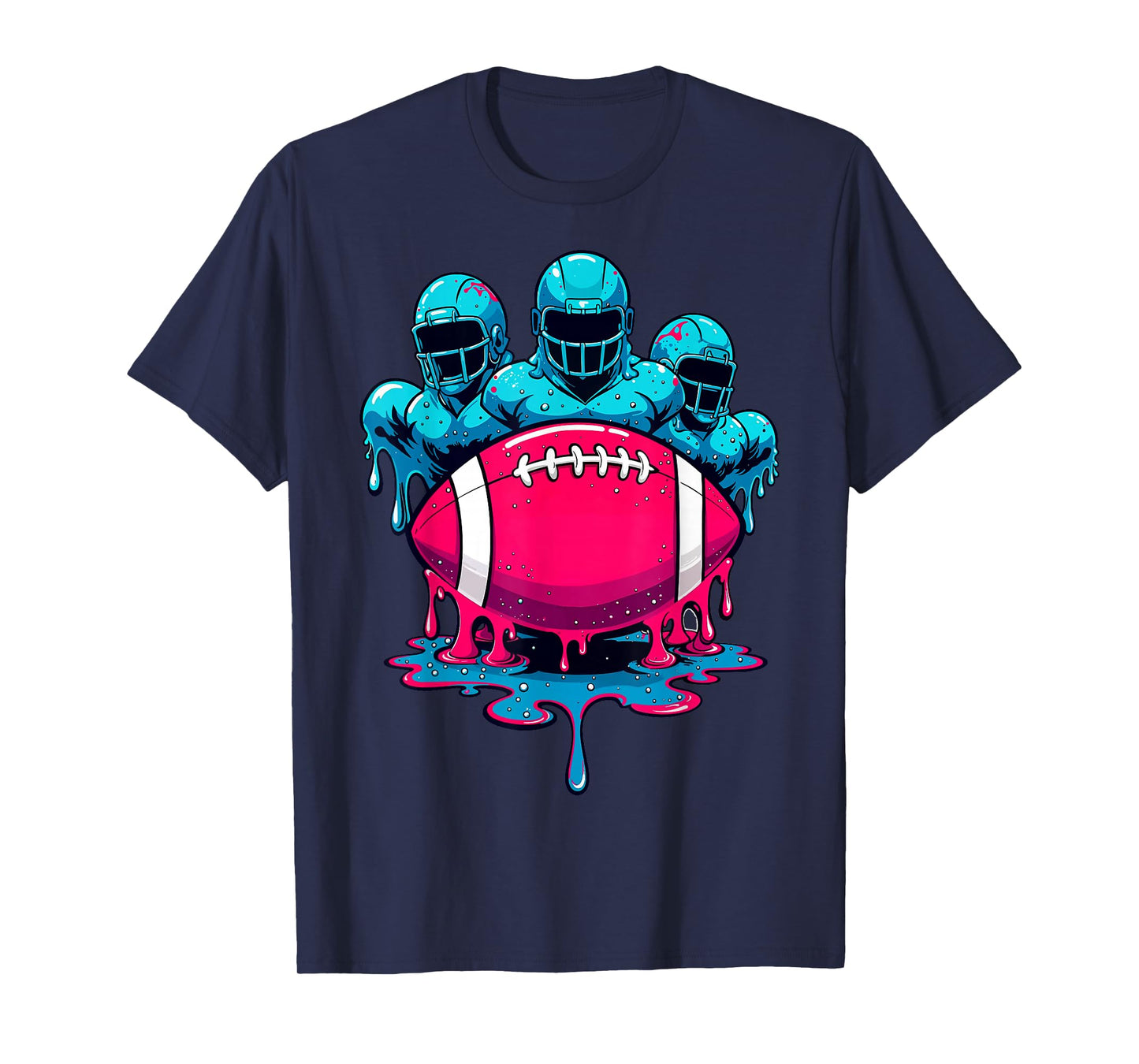 Ice Cream Football Linemen Drip Graphic Funny Game Day T-Shirt