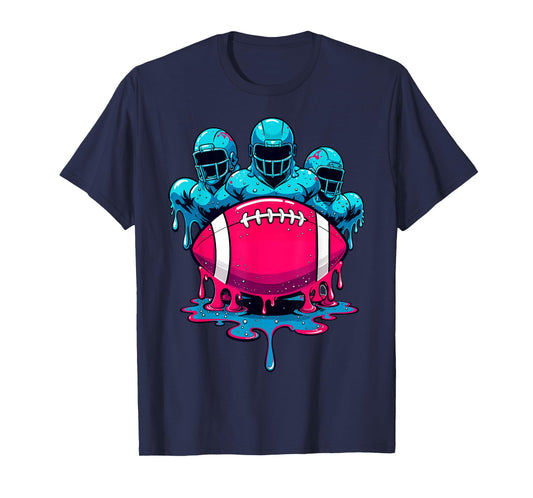 Ice Cream Football Linemen Drip Graphic Funny Game Day T-Shirt