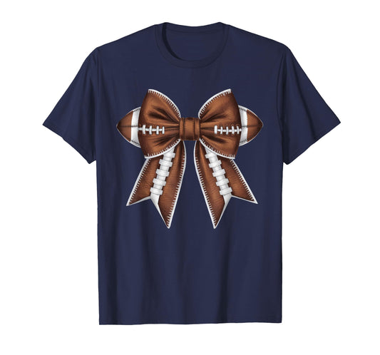 Coquette Bow Funny Football Lover Game Day Football Mom Life T-Shirt