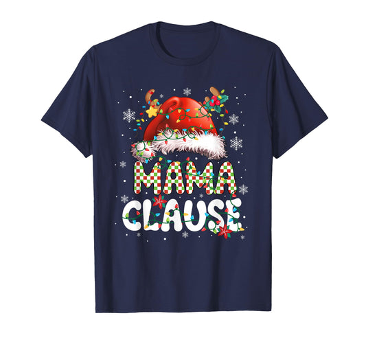Mama Claus Christmas Santa Hat Reindeer Family Matching T-Shirt