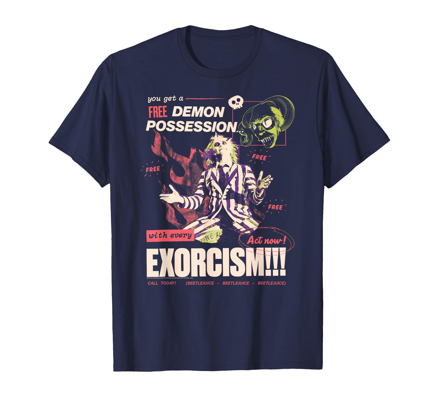 Beetlejuice Free Demon Possession Retro Ad Movie T-Shirt