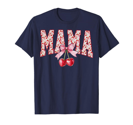 Mama Cherry Floral Happy Mother's Day Mom Life Coquette Bow T-Shirt