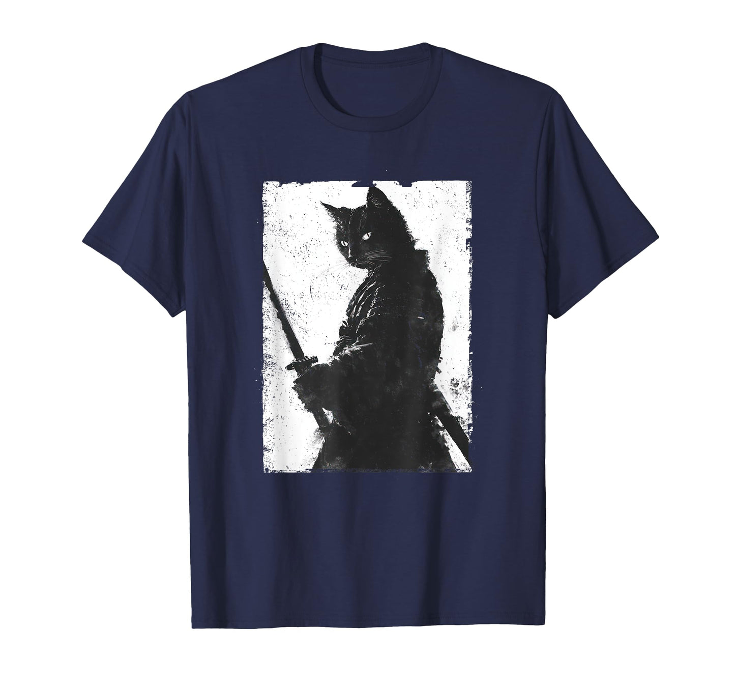 Vintage Samurai Cat Graphic Art Japanese Ukiyo-e T-Shirt for Men Women Girls Kids