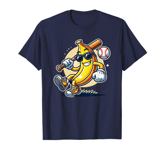 Banana Playing Baseball Fruit Lover Baseball Player T-Shirt