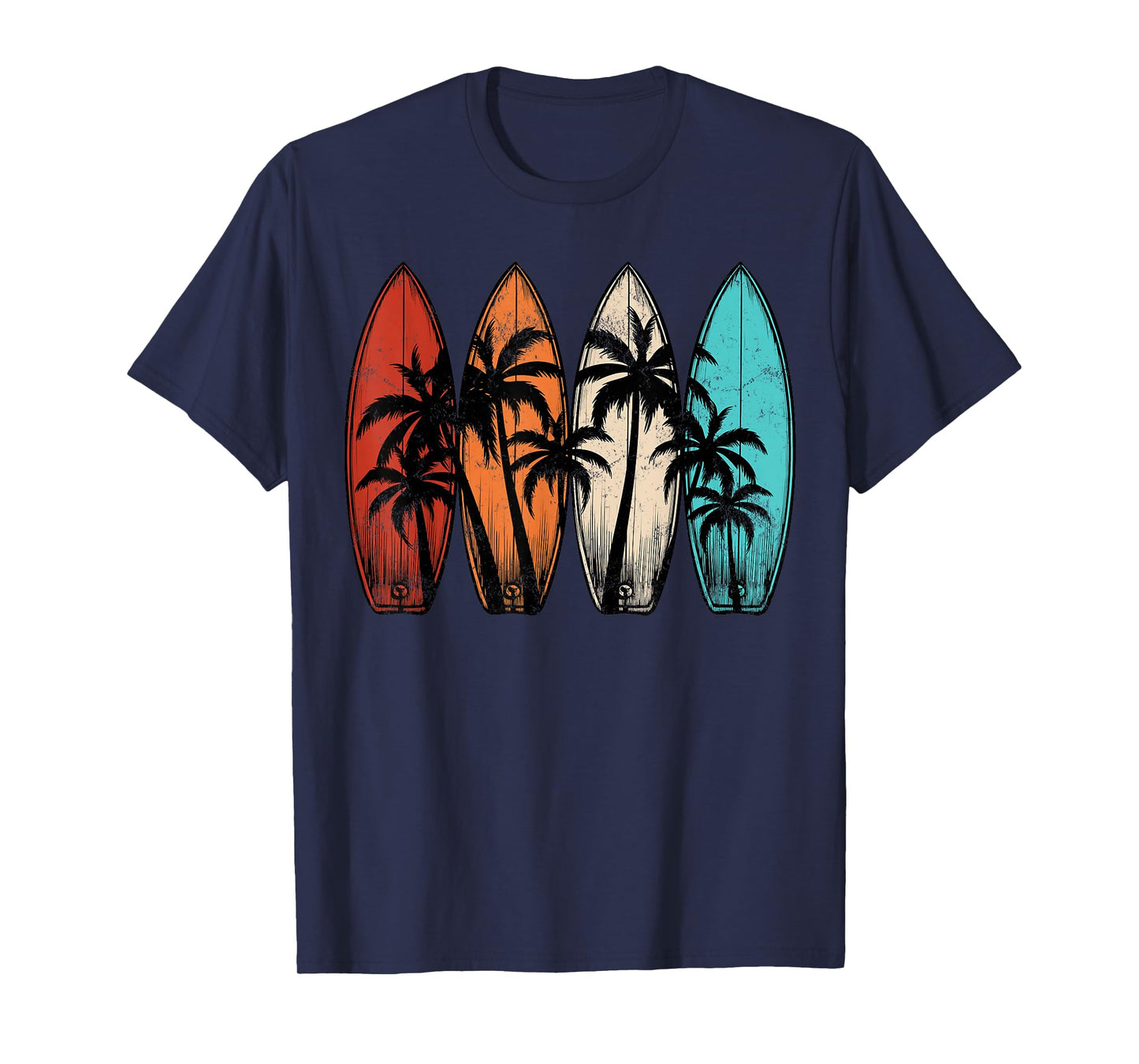 Tropical Hawaiian Surfboards Tropical Palm Tree Beach Vibes T-Shirt