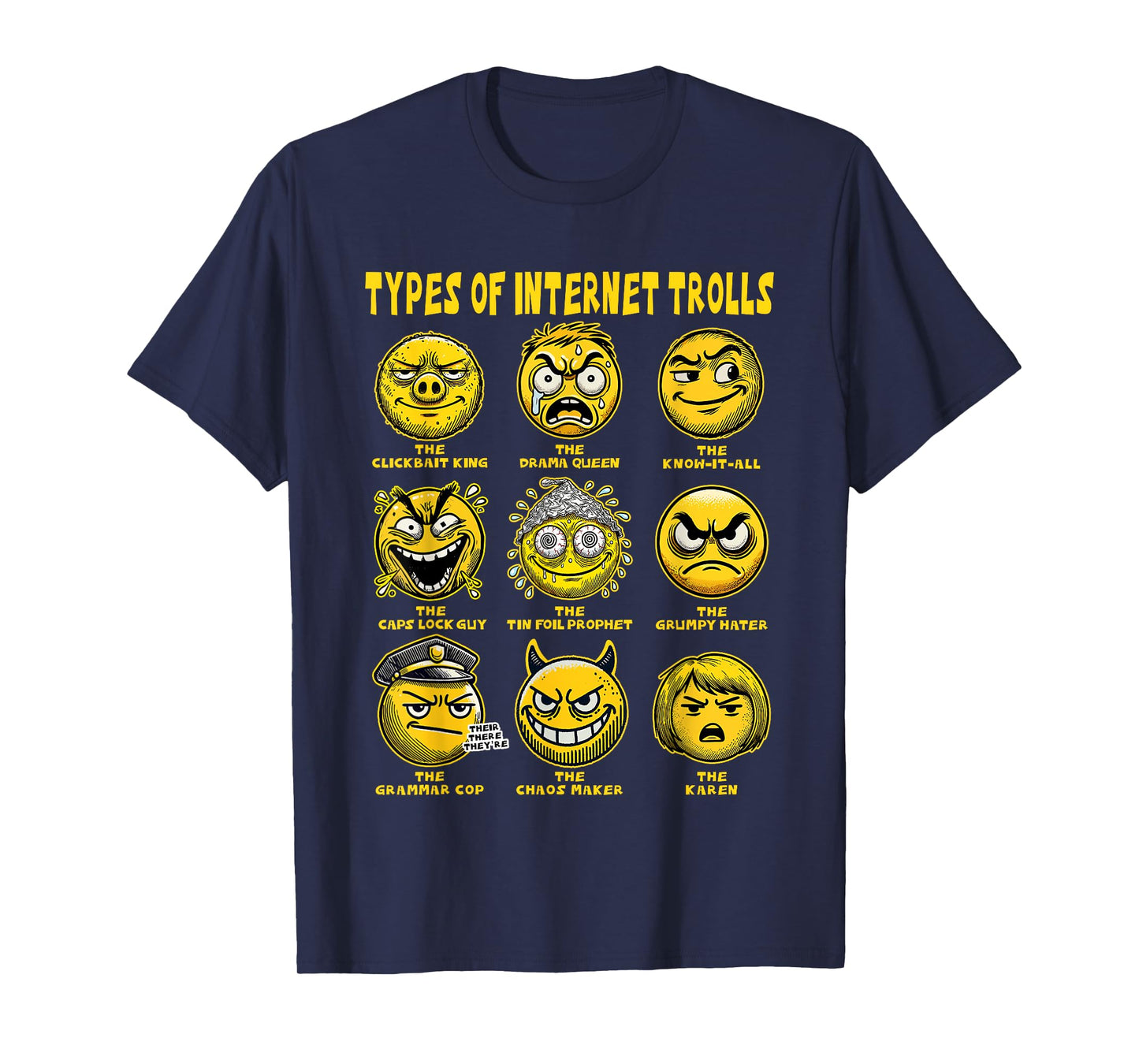 Funny Types of Internet Trolls Meme - Troll Face T-Shirt