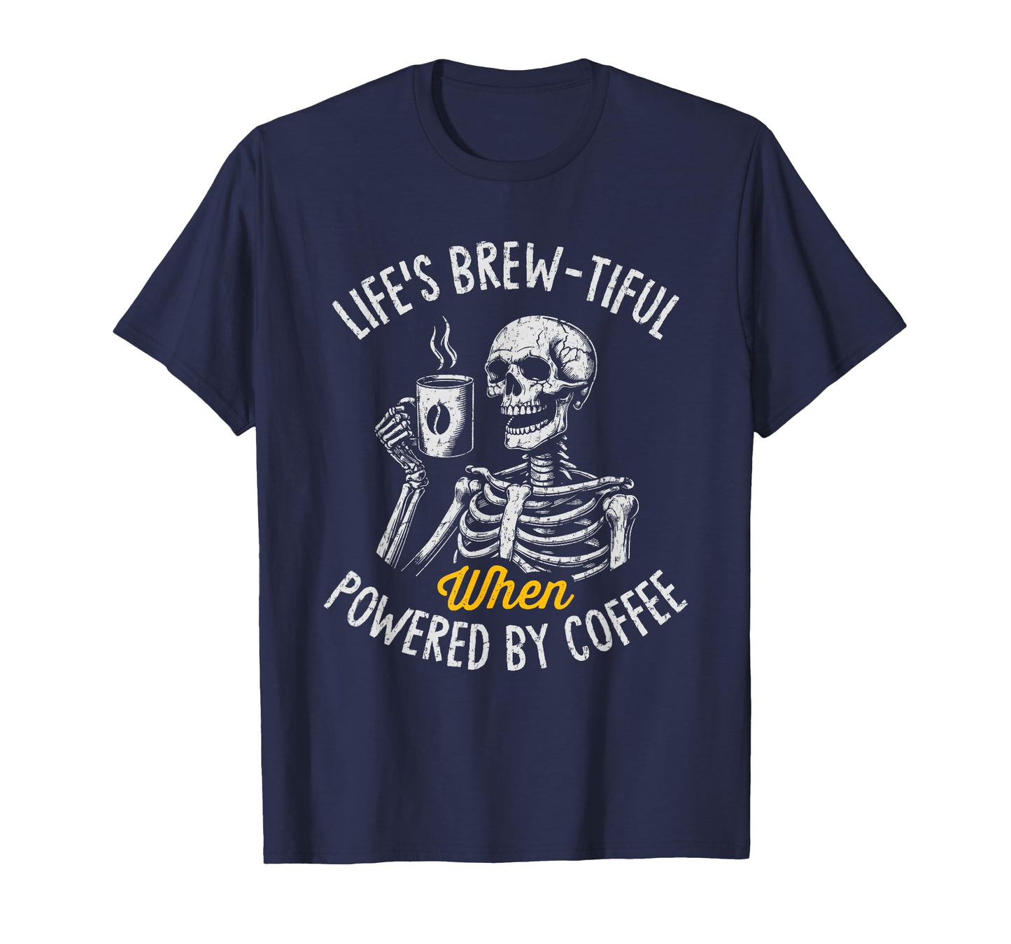 Powered by Coffee Funny Skeleton Caffeine Lover Barista T-Shirt