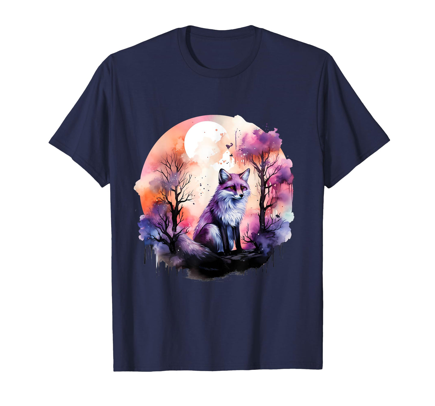 Fox Colorful Forest Nature Animal Lovers Wildlife Artwork T-Shirt