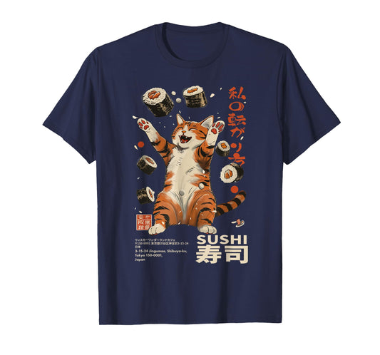 Harajuku Sushi Cat Japanese Kawaii Sushi Cat Tokyo T-Shirt