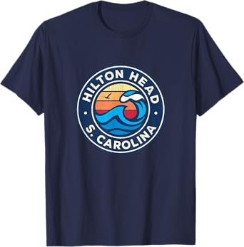 Hilton Head Island South Carolina SC Vintage Nautical Waves T-Shirt