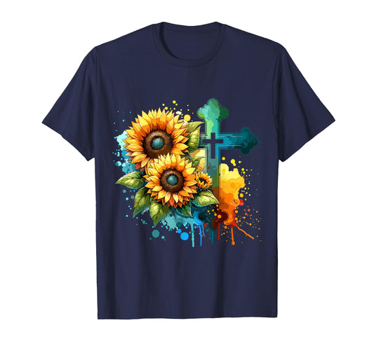 Christian Cross and Sunflowers T-Shirt