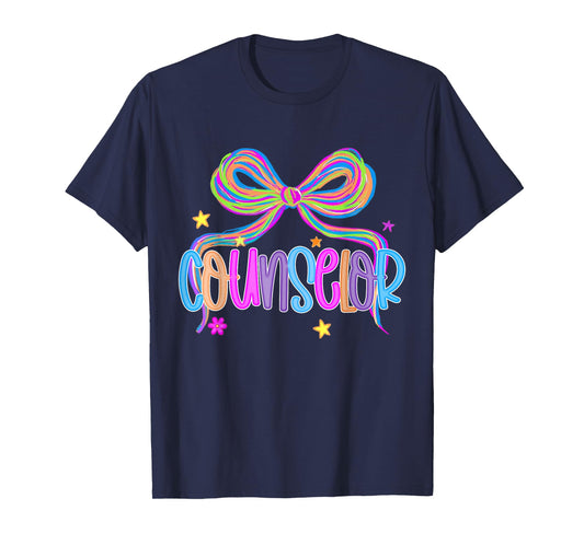 Girly Counselor Coquette Bow School Therapist Psychologist T-Shirt