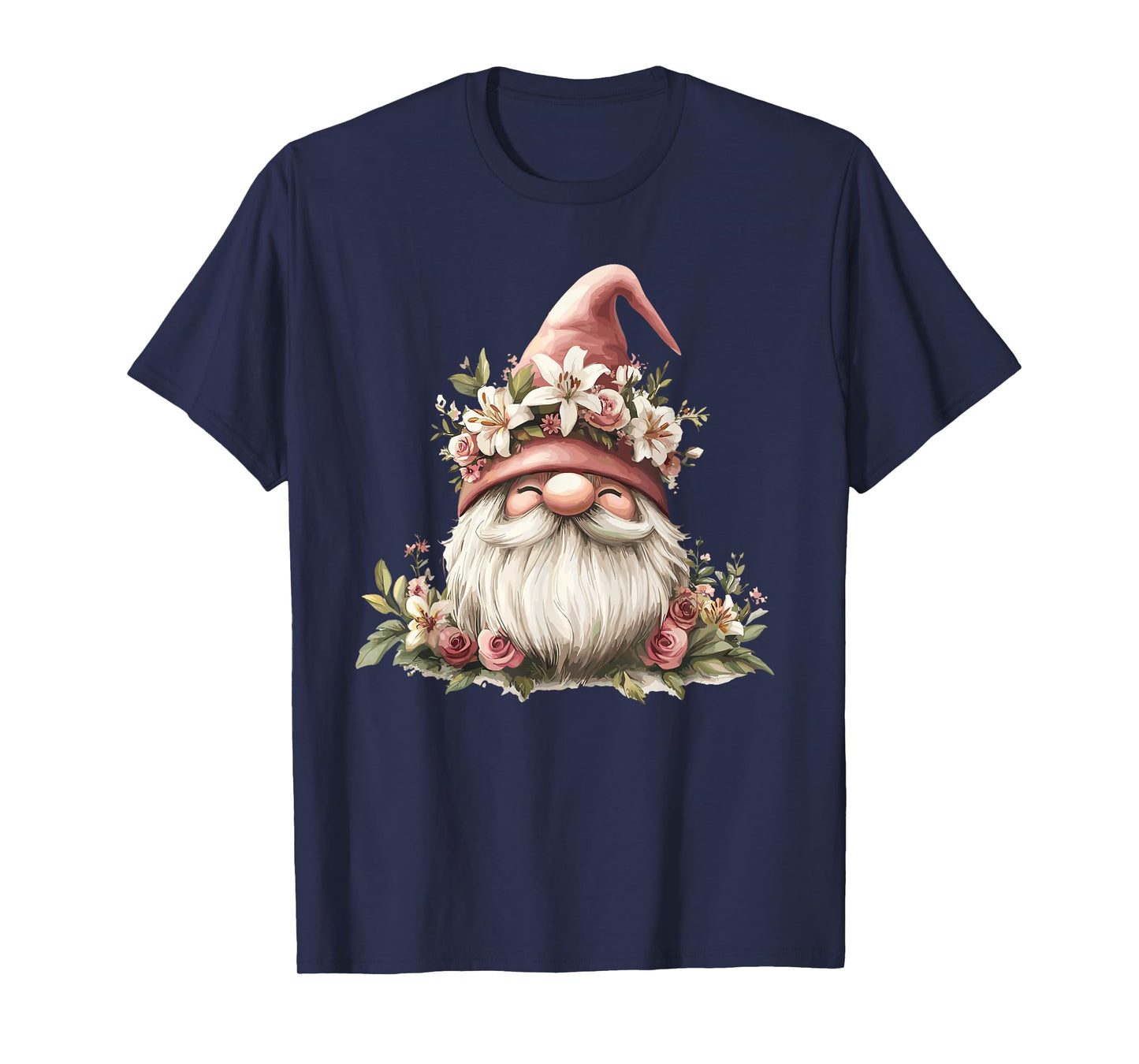 Adorable Floral Gnome With Pink Hat T-Shirt