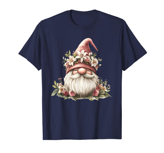 Adorable Floral Gnome With Pink Hat T-Shirt