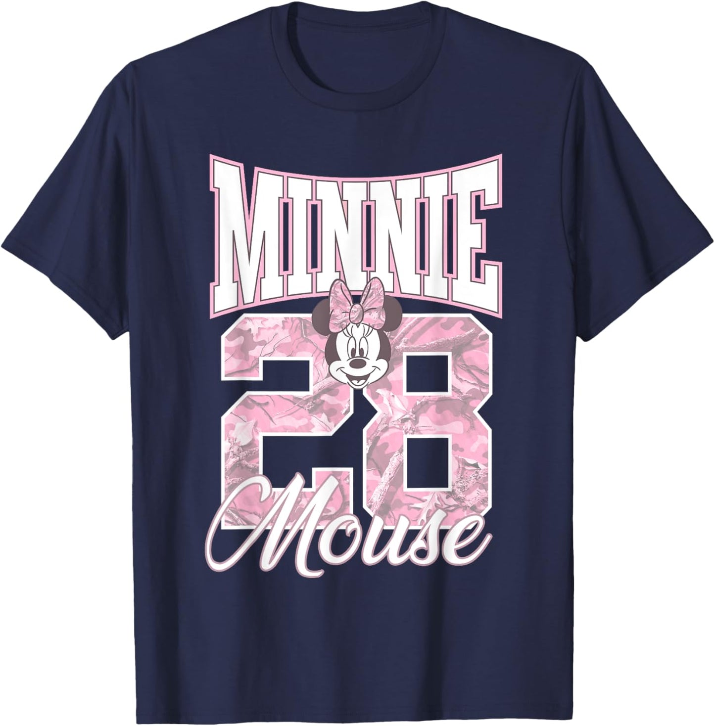 Disney Minnie Mouse 28 Pink Camouflage Vintage Logo T-Shirt