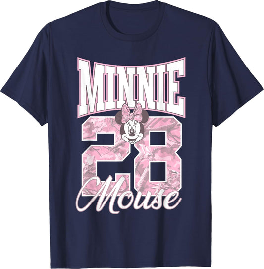 Disney Minnie Mouse 28 Pink Camouflage Vintage Logo T-Shirt