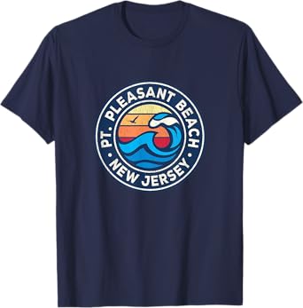 Point Pleasant Beach New Jersey NJ Vintage Nautical Waves De T-Shirt