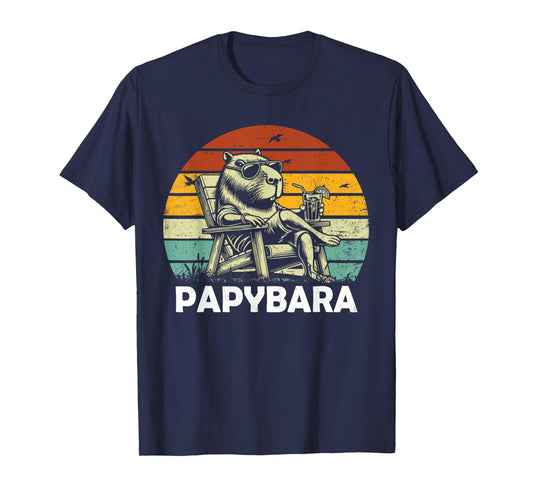 Retro Capybara Dad Papybara Funny Capybara Father's Day T-Shirt