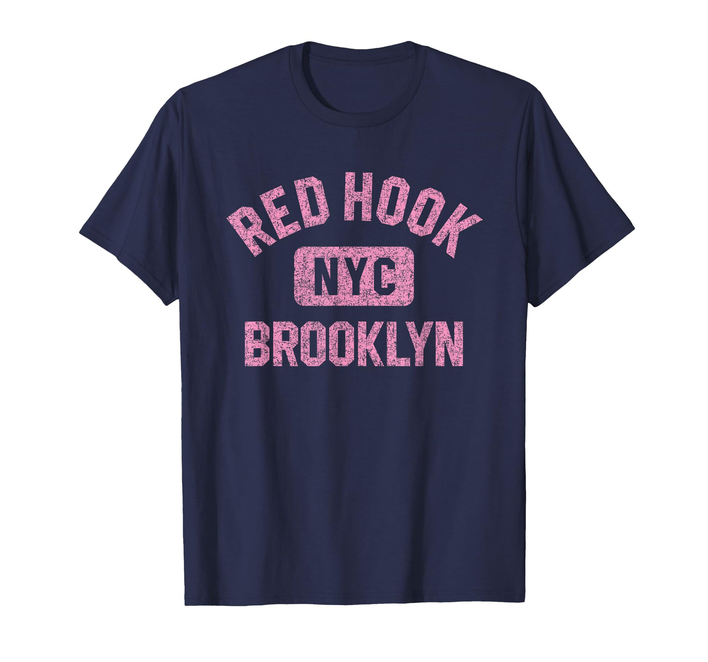 Red Hook Brooklyn NYC Gym Style Distressed Pink Print T-Shirt
