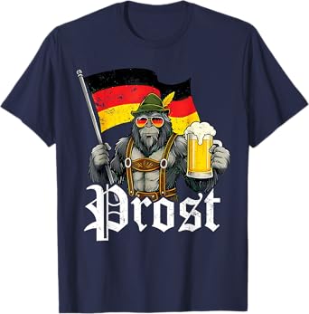 Prost Bigfoot Drinking Beer German Sasquatch Oktoberfest Men T-Shirt