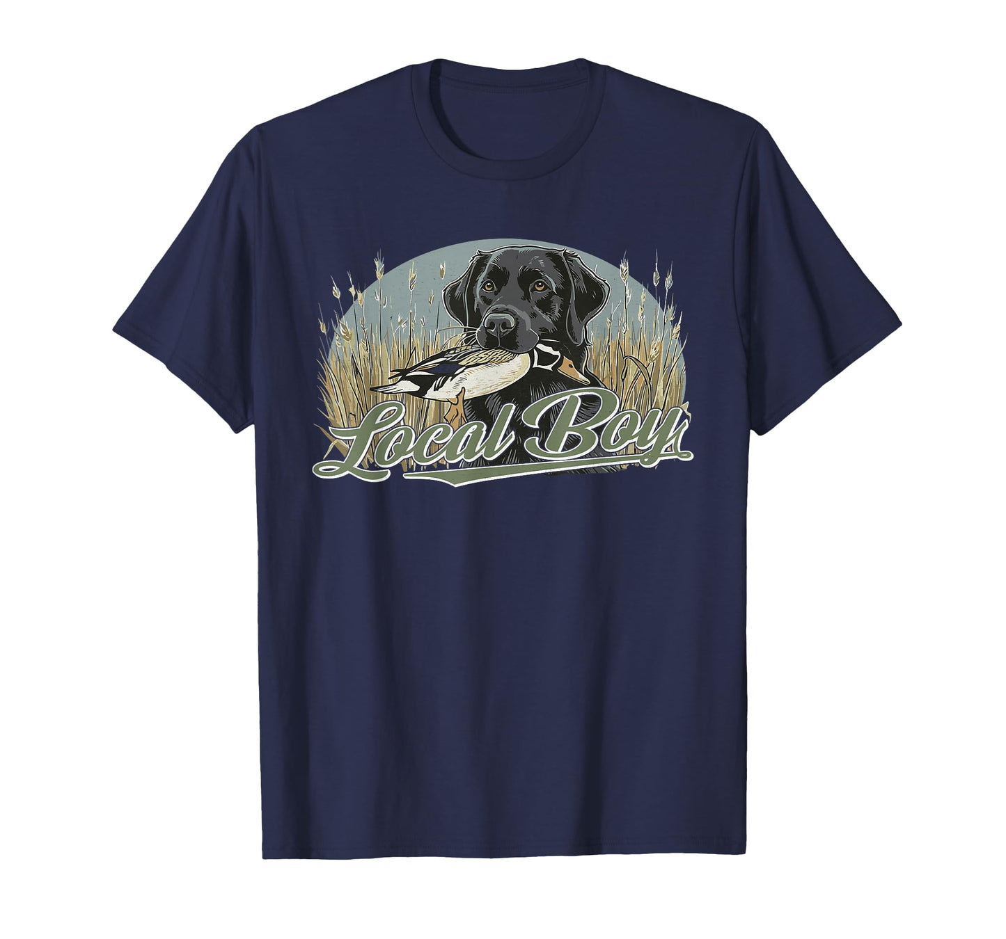 Local Duck Hunting Boy Black Lab Dog Outdoor Vintage T-Shirt