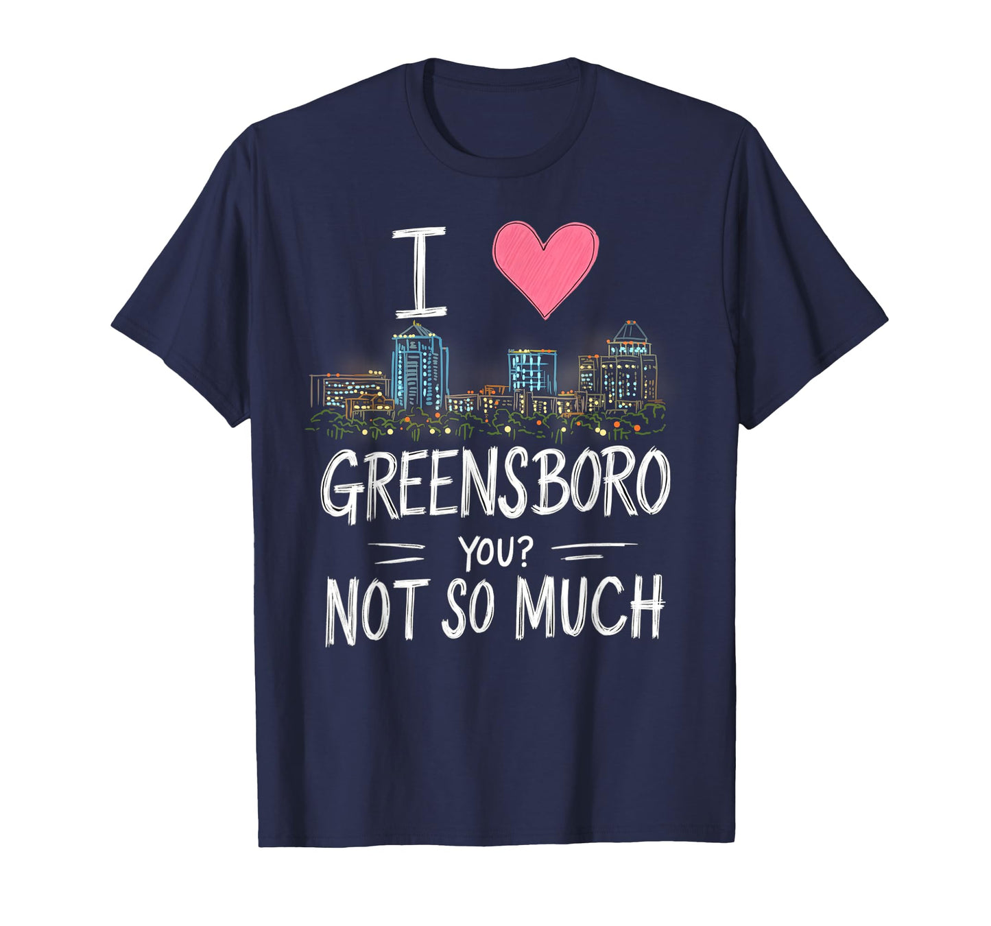 Funny Greensboro North Carolina Night Skyline Vintage T-Shirt