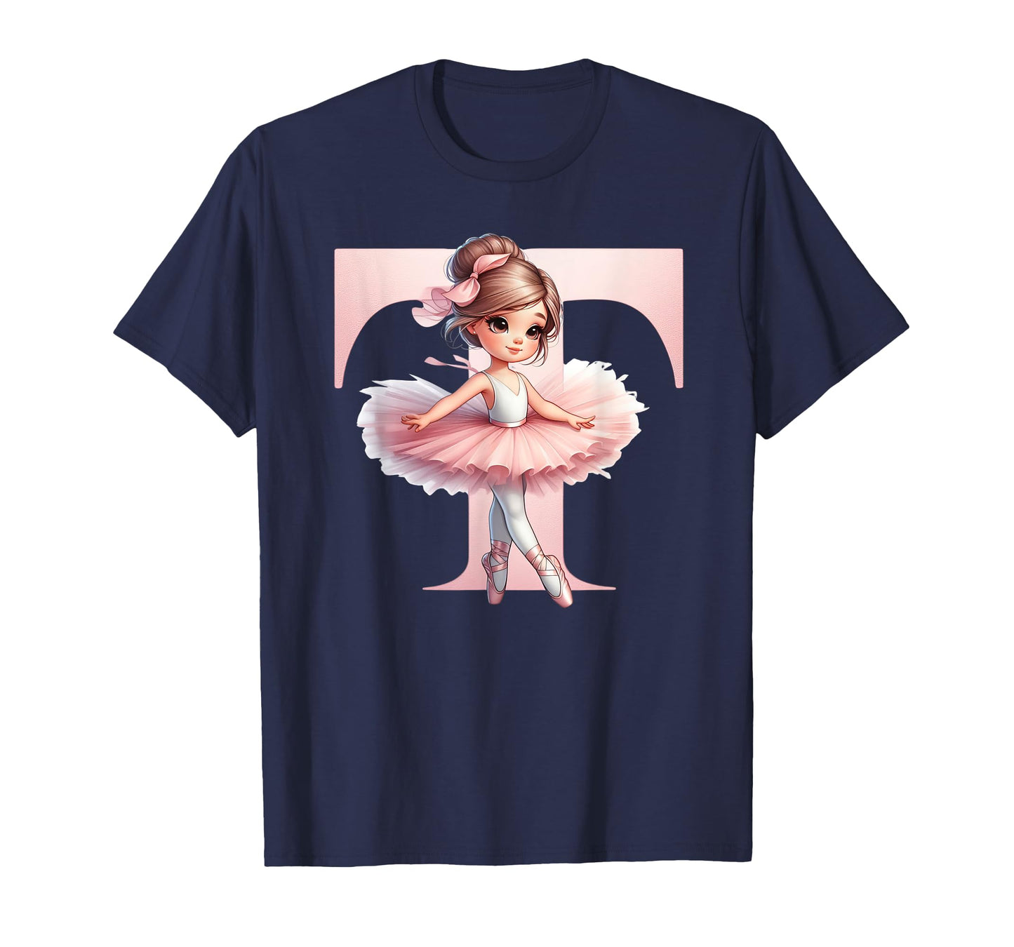 Ballerina Girl Dancing Name First Letter T Girly Tutu Ballet T-Shirt