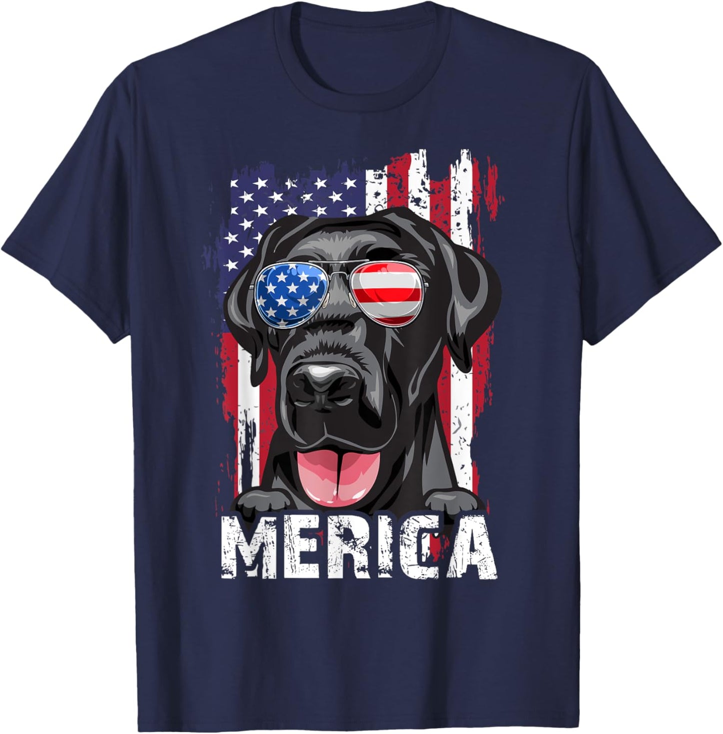 Merica Labrador Retriever American Flag 4th July USA Lab Dog T-Shirt
