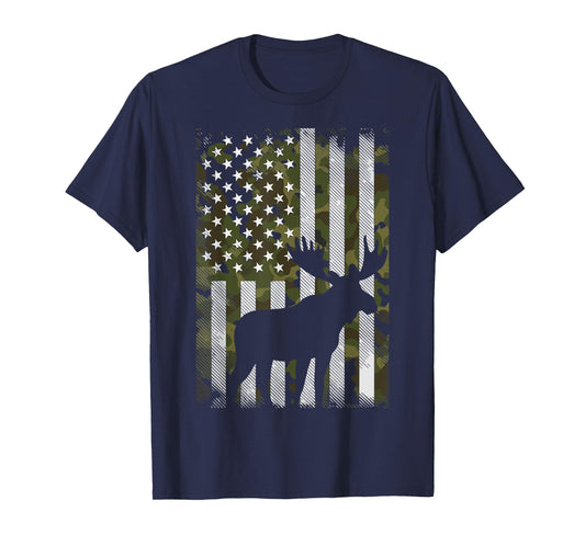 Moose USA Flag Alaska Wildlife T-Shirt