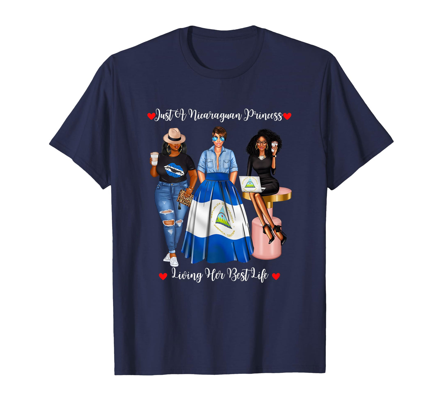 Just A Nicaraguan Princess Living Her Best Life Black Womens T-Shirt