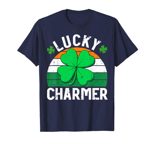Lucky Charmer Shirts Boys Kids Girls Funny St Patricks Day T-Shirt - T-Shirt | Navy