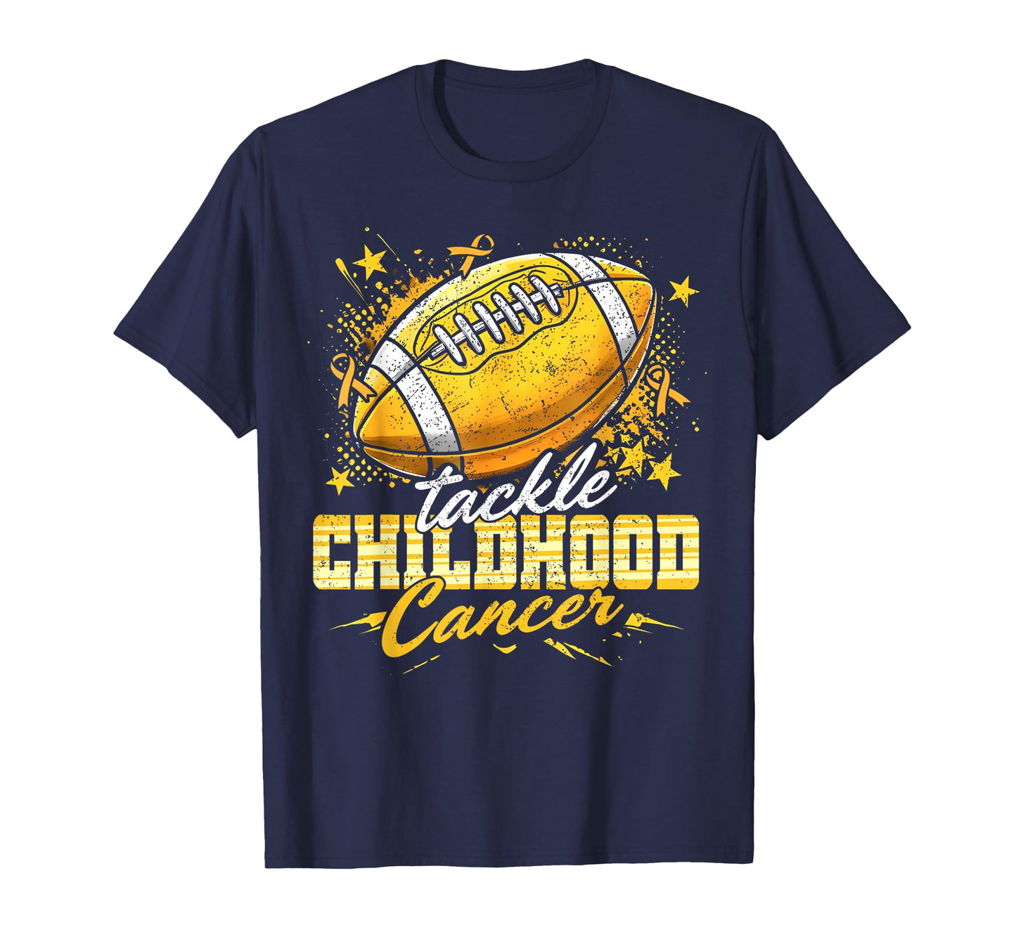 Football Gold Ribbon Tackle Childhood Cancer Awareness Kids T-Shirt