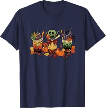 Disney Villains Halloween Villain Fall Drinks Big Chest Logo T-Shirt
