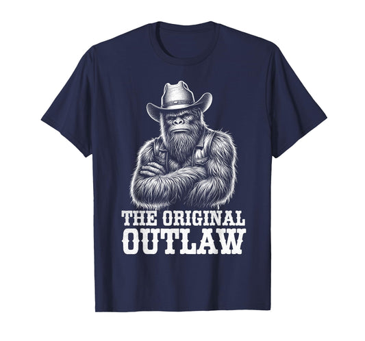 Bigfoot Sasquatch Funny Vintage Cowboy Cryptid Graphic Myth T-Shirt