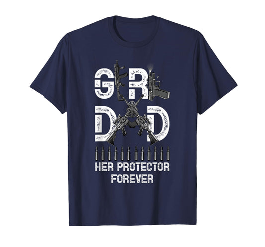Girl a Dad Her Protector Forever Father of Girls Fathers Day T-Shirt