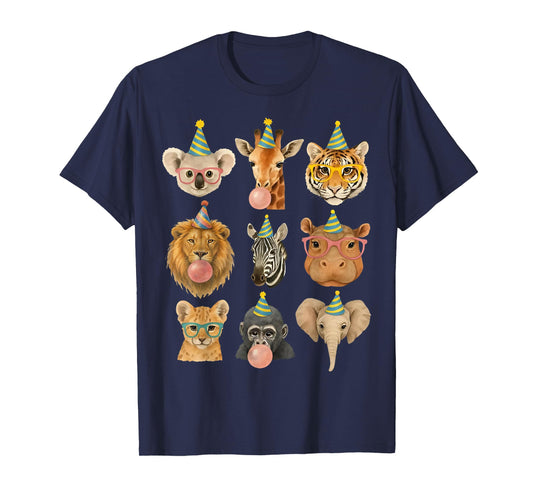 Cute Party Animals Birthday Wildlife Zoo Birthday Boys Kids T-Shirt