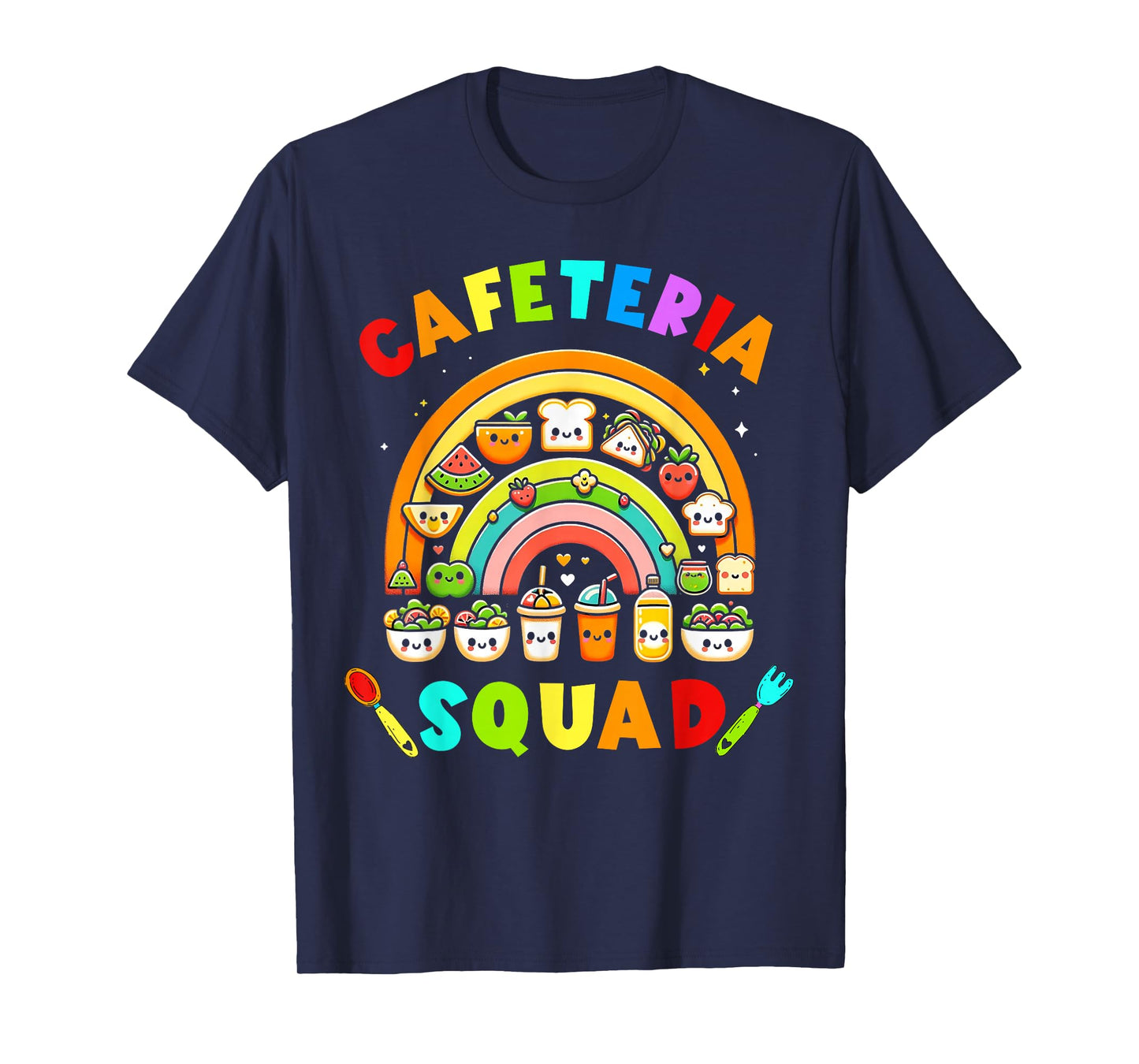 Cute Lunch Lady Crew of Food Service Rainbow Cafeteria Squad T-Shirt
