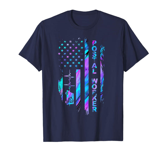 Postal Worker Tie Dye Proud Mail Carrier Mail Lady Patriotic T-Shirt