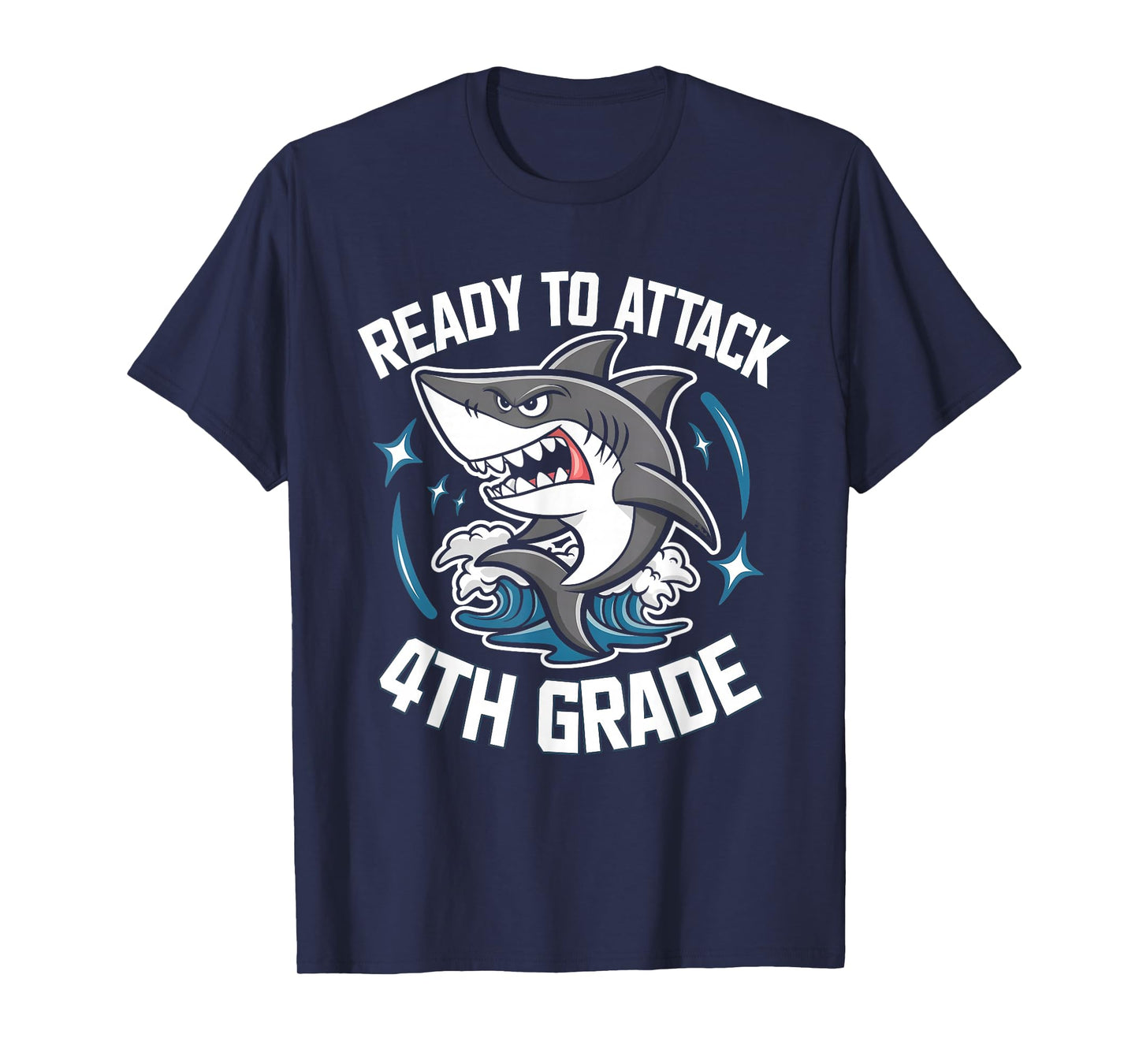 Ready To Attack 4th Grade Shark Funny Back To School Boys T-Shirt