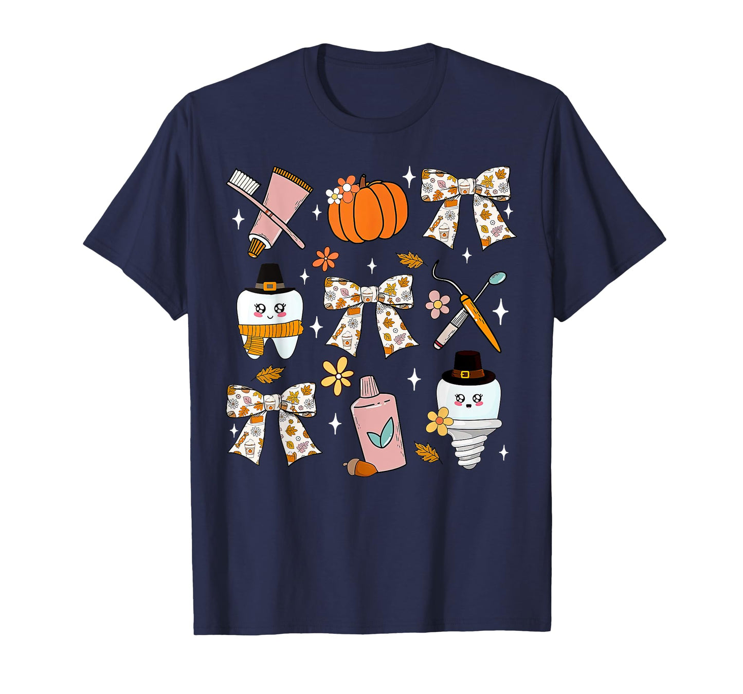 Coquette Bow Dental Squad Fall Autumn Dentist Assistant T-Shirt