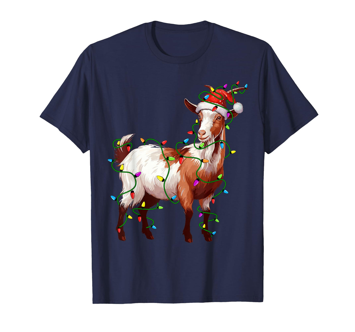 Goat Santa Christmas Tree Lighting Xmas Funny T-Shirt
